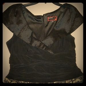 Boatneck Black Lace Overlay Dress EUC